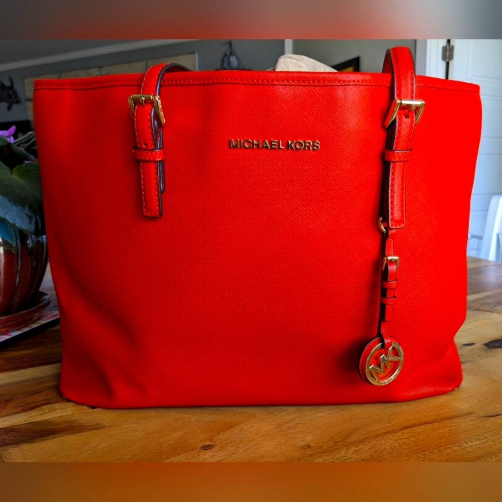 Michael Kors Large Orange Charlotte Tote Bag